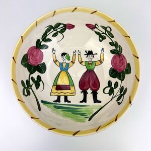 Pennsylvania Folk Art Dutch Mixing Salad Bowl Hand-Painted Vintage made In Japan